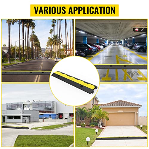 Happybuy 3 Pack of 2 Channel 11000lbs per Axle Capacity Protective Wire Cord Ramp Driveway Rubber Traffic Speed Bumps Cable Protector