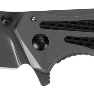 Kershaw Duojet Pocket Knife (8300); 3.25 In. 8Cr13MoV Blade and Steel Handle with Gray Titanium Carbo-Nitride Coating; Carbon Fiber Insert, SpeedSafe Assisted Open; Single-Position Pocketclip; 4.9 oz.