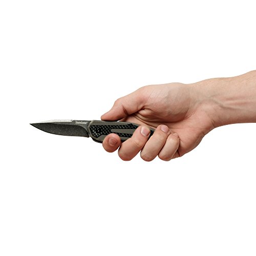 Kershaw Fraxion Tan and Black BlackWash Pocket Knife, 2.75” Stainless Steel Blade with Manual Opening, G10 Handle with Deep-Carry Reversible Pocketclip, Small Folding Knife