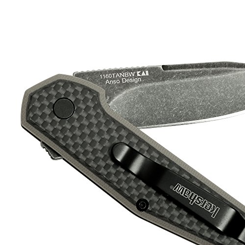 Kershaw Fraxion Tan and Black BlackWash Pocket Knife, 2.75” Stainless Steel Blade with Manual Opening, G10 Handle with Deep-Carry Reversible Pocketclip, Small Folding Knife