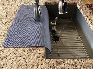 gray, kitchen sink faucet splash guard/guards faucet area from water damage, chipping and too much wiping, copyright 2017/tm/patent approved (17 in. width x 23 in. length)