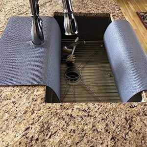 Gray, Kitchen sink faucet splash guard/guards faucet area from water damage, chipping and too much wiping, copyright 2017/TM/Patent Approved (17 in. width x 23 in. length)