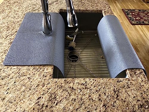 Gray, Kitchen sink faucet splash guard/guards faucet area from water damage, chipping and too much wiping, copyright 2017/TM/Patent Approved (17 in. width x 23 in. length)