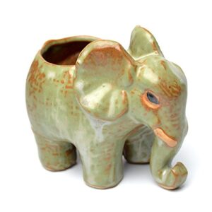 COOLSKY Mini Animal Elephant Ceramic Succulent Planter Pot Design Vintage Flower Bonsai Flower Pots Handmade Home Garden Decoration,2#