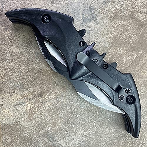 Spring Assisted Open Folding Double Blade Dual Twin 3 Colors Pocket Knife Tactical Belt Clip Black Gold Rainbow Knives Great Gift (Black)
