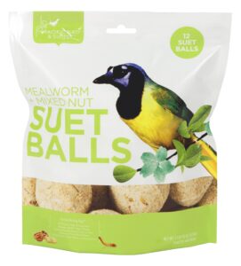 pacific bird & supply co mealworm + mixed nut suet balls (12 pack)