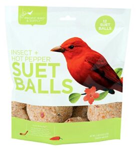 pacific bird & supply co insect + hot pepper suet balls pb-0100 (12 pack)