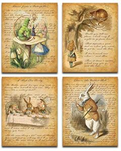 alice in wonderland decoration - 8x10 prints unframed wall art alice in wonderland poster - perfect alice in wonderland gifts - perfect for an unbirthday or mad hatter tea party