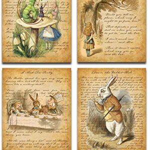 Alice in Wonderland Decoration - 8x10 Prints Unframed Wall Art Alice in Wonderland Poster - Perfect Alice in Wonderland Gifts - Perfect for an Unbirthday or Mad Hatter Tea Party