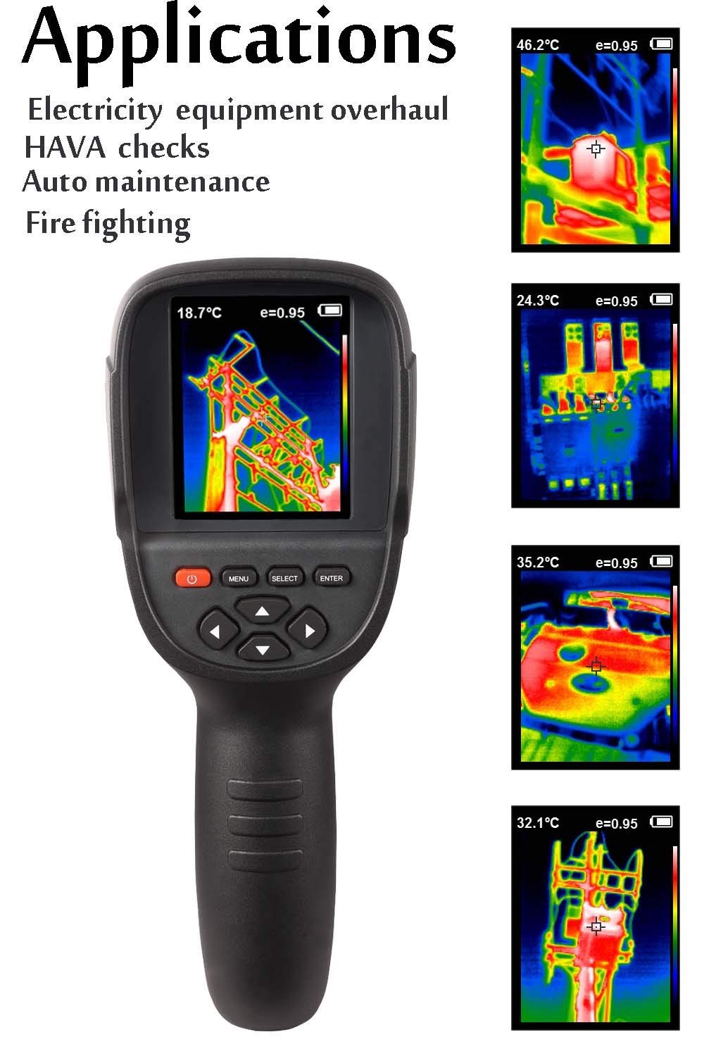 220 x 160 IR Resolution HTI Thermal Imager, Handheld 35200 Pixels Thermal Imaging Camera with 3.2" Color Display Screen(Battery Included)