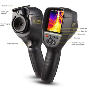 220 x 160 IR Resolution HTI Thermal Imager, Handheld 35200 Pixels Thermal Imaging Camera with 3.2" Color Display Screen(Battery Included)