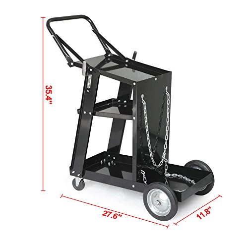 Mallofusa Welder Welding Cart W/Casters Plasma Cutter MIG TIG ARC Universal Storage Bench for Tanks, Heavy Duty, Black