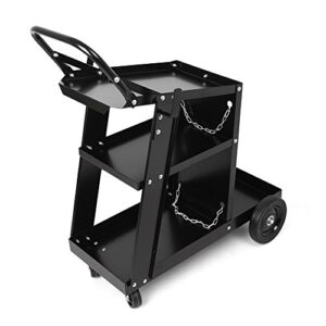 mallofusa welder welding cart w/casters plasma cutter mig tig arc universal storage bench for tanks, heavy duty, black