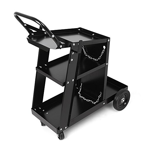 Mallofusa Welder Welding Cart W/Casters Plasma Cutter MIG TIG ARC Universal Storage Bench for Tanks, Heavy Duty, Black