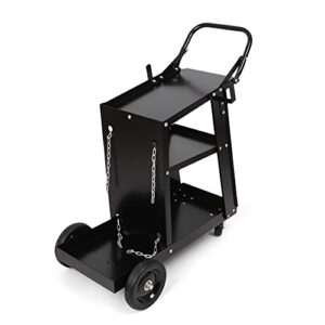 Mallofusa Welder Welding Cart W/Casters Plasma Cutter MIG TIG ARC Universal Storage Bench for Tanks, Heavy Duty, Black