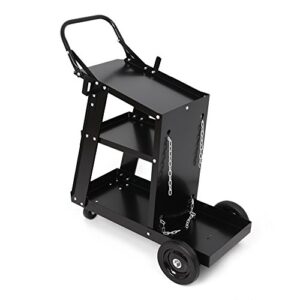 Mallofusa Welder Welding Cart W/Casters Plasma Cutter MIG TIG ARC Universal Storage Bench for Tanks, Heavy Duty, Black