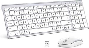 iclever gk03 wireless keyboard and mouse combo - 2.4g portable wireless keyboard mouse, rechargeable ergonomic design full size slim thin stable connection keyboard for windows 7/8/10, mac os