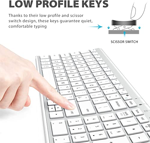 iClever GK03 Wireless Keyboard and Mouse Combo - 2.4G Portable Wireless Keyboard Mouse, Rechargeable Ergonomic Design Full Size Slim Thin Stable Connection Keyboard for Windows 7/8/10, Mac OS