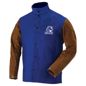black stallion frb9-30c/bs hybrid fr cotton/cowhide welding jacket, royal blue, 4x-large