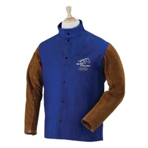 Black Stallion FRB9-30C/BS Hybrid FR Cotton/Cowhide Welding Jacket, Royal Blue, 4X-Large