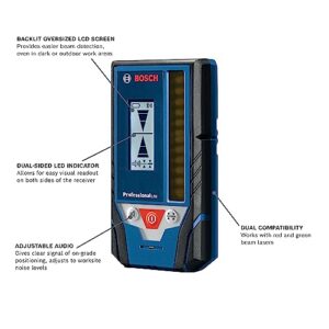 Bosch LR8 Line Laser Level Receiver for Green Beam and Red Beam Laser Leveling Tools