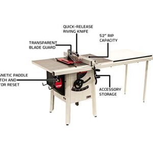 JET JPS-10 ProShop II 10-Inch Table Saw with Steel Wings, 52-Inch Rip, 1-3/4HP, 1Ph 115V (725005K)