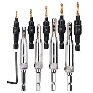 eagles 4pcs self centering hinge drill bits for door cabinet + 5pcs hss woodworking countersink drill bit set with free wrench for pilot holes