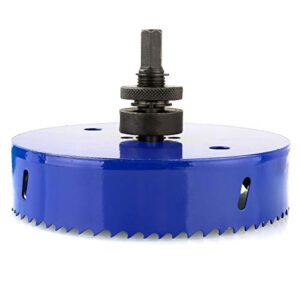 ASelected 6 inch 152 mm Hole Saw Blade for Cornhole Boards/Corn Hole Drilling Cutter & Hex Shank Drill Bit Adapter for Cornhole Game/Carbon Steel & BI-Metal Heavy Duty Steel (Blue)