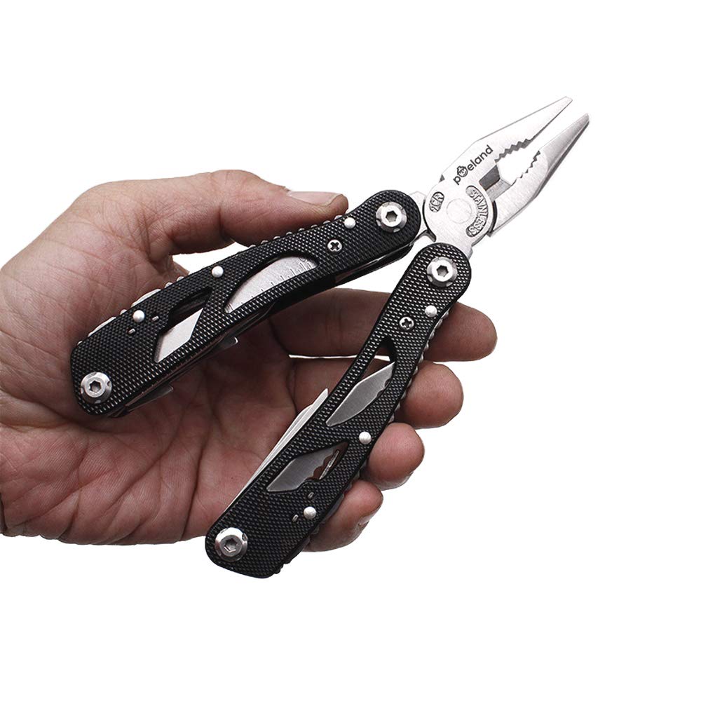 Poeland Multitool Pliers Set Stainless Steel Screwdriver Tool with 11 Screwdriver Bits Black
