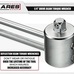 ARES 70213-1/4-inch Drive Beam Torque Wrench - 0-80 Inch/Pounds and 0-9 Newton/Meter Torque Wrench - High Visibility Markings for Easy Readings