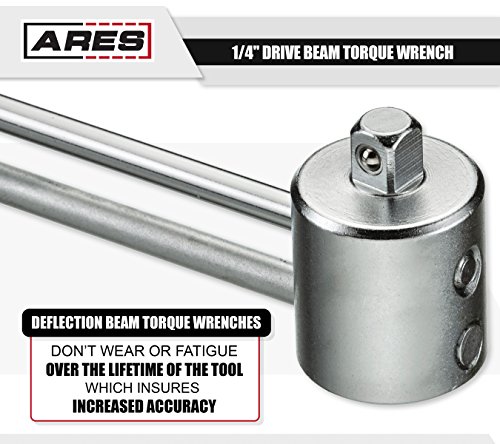 ARES 70213-1/4-inch Drive Beam Torque Wrench - 0-80 Inch/Pounds and 0-9 Newton/Meter Torque Wrench - High Visibility Markings for Easy Readings