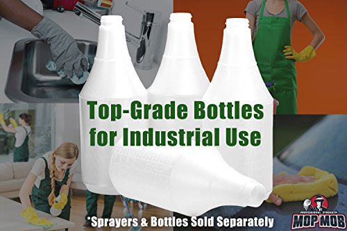 Mop Mob Commercial-Grade Chemical Resistant 32 oz Bottles ONLY 4 Pack Embossed Scale For Measuring. Pair With Industrial Spray Heads For Auto/Car Detailing, Janitorial Cleaning Supply or Lawn Care.