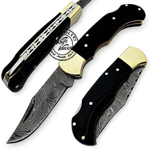 buffalo horn 6.5'' 100% handmade damascus steel folding pocket knife 100% prime quality