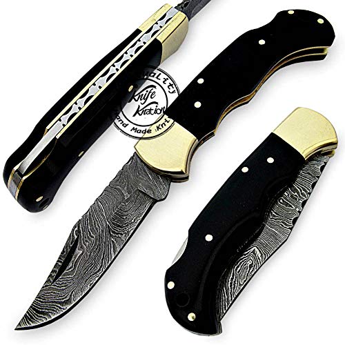 Buffalo Horn 6.5'' 100% Handmade Damascus Steel Folding Pocket Knife 100% Prime Quality