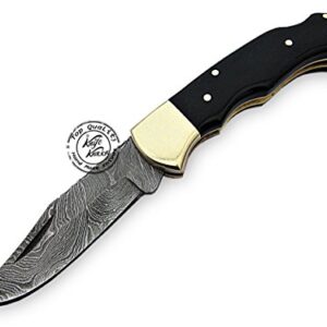 Buffalo Horn 6.5'' 100% Handmade Damascus Steel Folding Pocket Knife 100% Prime Quality