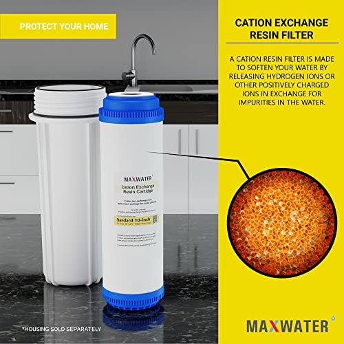 (2 Pack) Calcium, Magnesium TDS Hardness Reduction Water Softening Cation Resin Filters compatible with 10" Standard Whole House Water Filter Systems