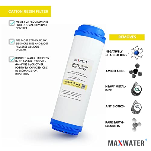 (2 Pack) Calcium, Magnesium TDS Hardness Reduction Water Softening Cation Resin Filters compatible with 10" Standard Whole House Water Filter Systems