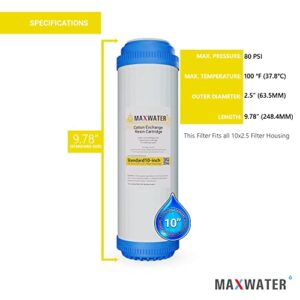 (2 Pack) Calcium, Magnesium TDS Hardness Reduction Water Softening Cation Resin Filters compatible with 10" Standard Whole House Water Filter Systems