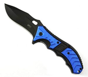 vulcan gear assisted open metal folding knife (blue) …