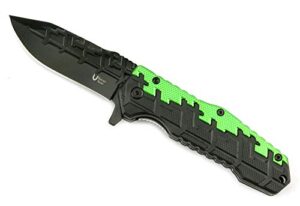 vulcan gear digital camo assisted open metal folding knife (green)