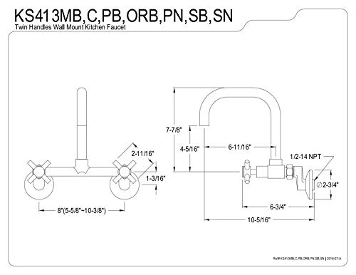 Kingston Brass KS413MB Concord Kitchen Faucet, 6-11/16" in Spout Reach, Matte Black