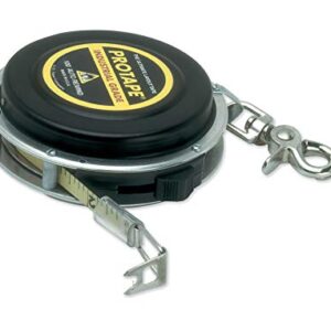 ProTape, Auto-Rewind Tape Measure (3/8" wide x 100' long),Nylon Coated Blade 47322 (900B), Increments by 1/8th of an inch.