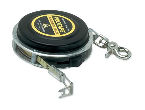 ProTape, Auto-Rewind Tape Measure (3/8" wide x 100' long),Nylon Coated Blade 47322 (900B), Increments by 1/8th of an inch.