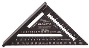 johnson level & tool 1959-0700 magnetic johnny square professional easy-read aluminum rafter square, 7", black, 1 square