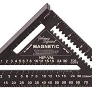 Johnson Level & Tool 1959-0700 Magnetic Johnny Square Professional Easy-Read Aluminum Rafter Square, 7", Black, 1 Square