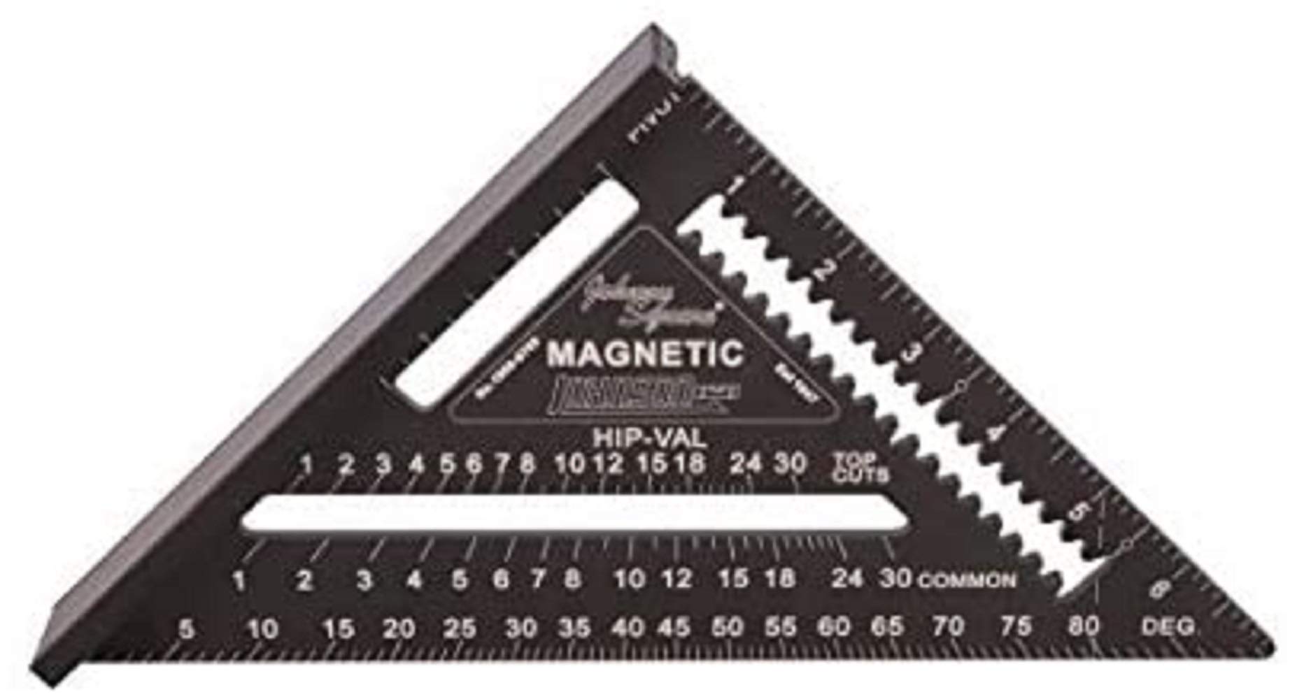 Johnson Level & Tool 1959-0700 Magnetic Johnny Square Professional Easy-Read Aluminum Rafter Square, 7", Black, 1 Square