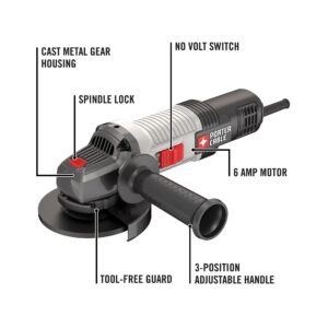 PORTER-CABLE Angle Grinder Tool, 4-1/2-Inch, 6-Amp (PCEG011) Black