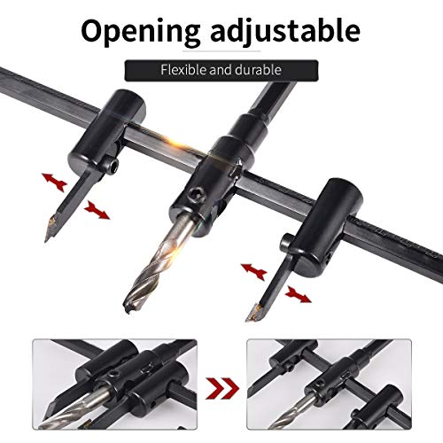 HOHXEN Adjustable Circle Hole Saw Cutter Woodworking Drill Bit,Adjustable 1-Inch to 6-Inches,Heavy Duty Wood DIY Tools(Cutting Diameter:30mm-200mm)