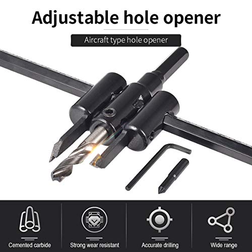 HOHXEN Adjustable Circle Hole Saw Cutter Woodworking Drill Bit,Adjustable 1-Inch to 6-Inches,Heavy Duty Wood DIY Tools(Cutting Diameter:30mm-200mm)