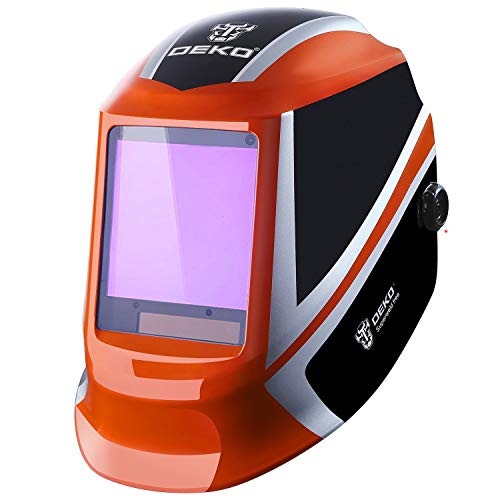DEKOPRO Welding Helmet Auto Darkening Solar Powered wide viewing field Professional Hood with Wide Lens Adjustable Shade Range 4/9-13 for Mig Tig Arc Weld Grinding Welder Mask